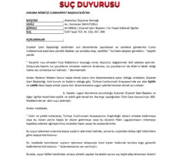 DİYANET İŞLERİ BAŞKANLIĞI HAKKINDA SUÇ DUYURUSU