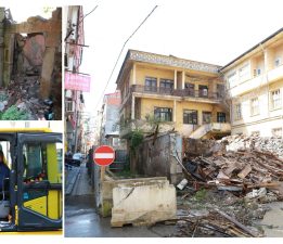 YOLU KAPATAN RİSKLİ YAPI YIKILDI