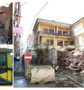 YOLU KAPATAN RİSKLİ YAPI YIKILDI