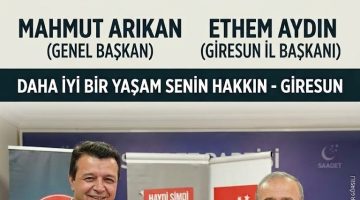 SAADET PARTİSİ’NDE GİRESUN’DA YENİ DÖNEM: BULANCAK’TAN İL BAŞKANLIĞINA